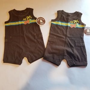 Twin Child of Mine Brown Little Surfer Romper